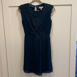 Dark Green Ted Baker Pleated Dress